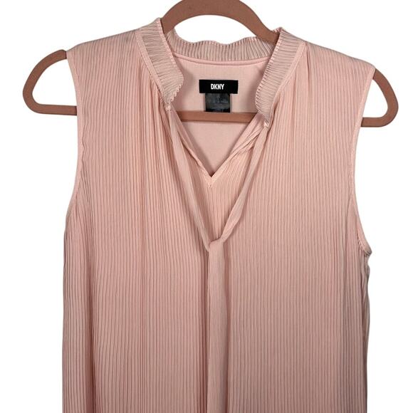 DKNY Blush Pink Sleeveless Tie Neck Pleated Dress Women's 6 - Picture 4 of 8